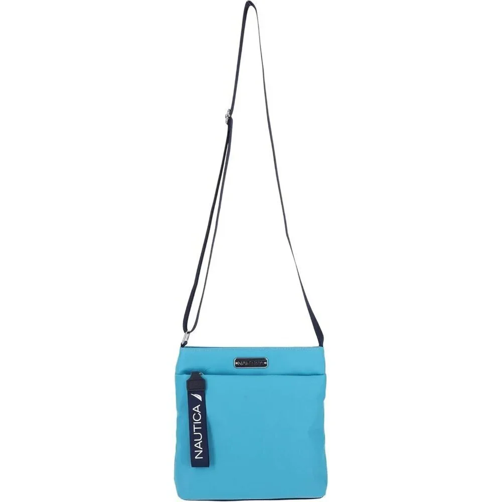 Women's Scuba Blue Nylon Crossbody Bag Purse with Adjustable Shoulder Strap